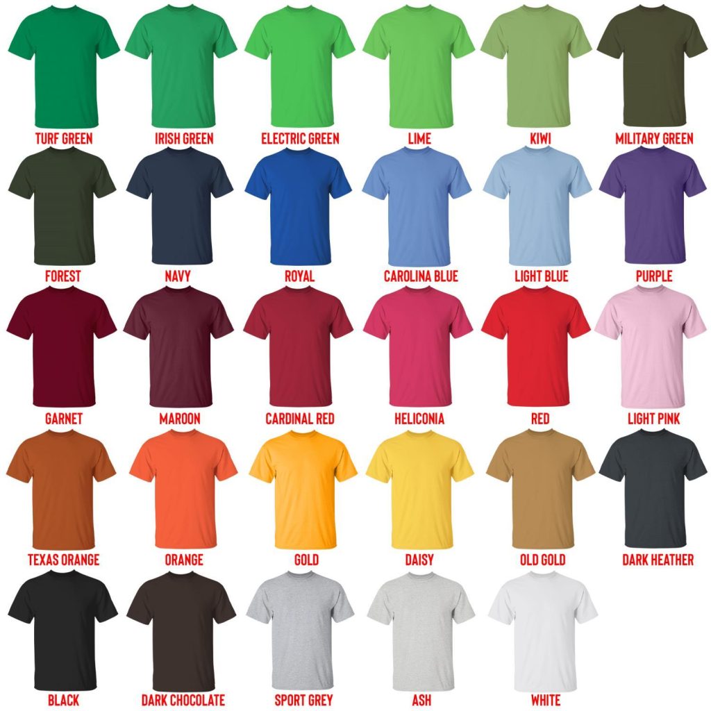 t shirt color chart - Elden Ring Shop